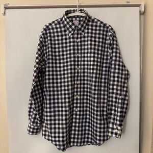 Brooks Brothers Navy and White Gingham Button-Down Shirt